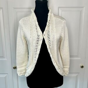 White House Black Market Cream Silky Knitted Cardigan Size M